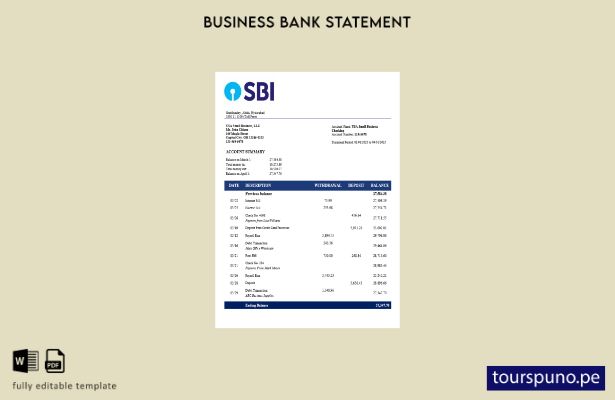 listo para imprimir el estado de cuenta corriente de la organización SBH Plantil